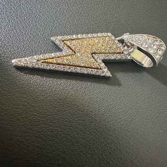 Hip Hop Necklace CZ Zircon Lightning Pendants Necklace for Men Iced out 24” - Picture 4 of 4